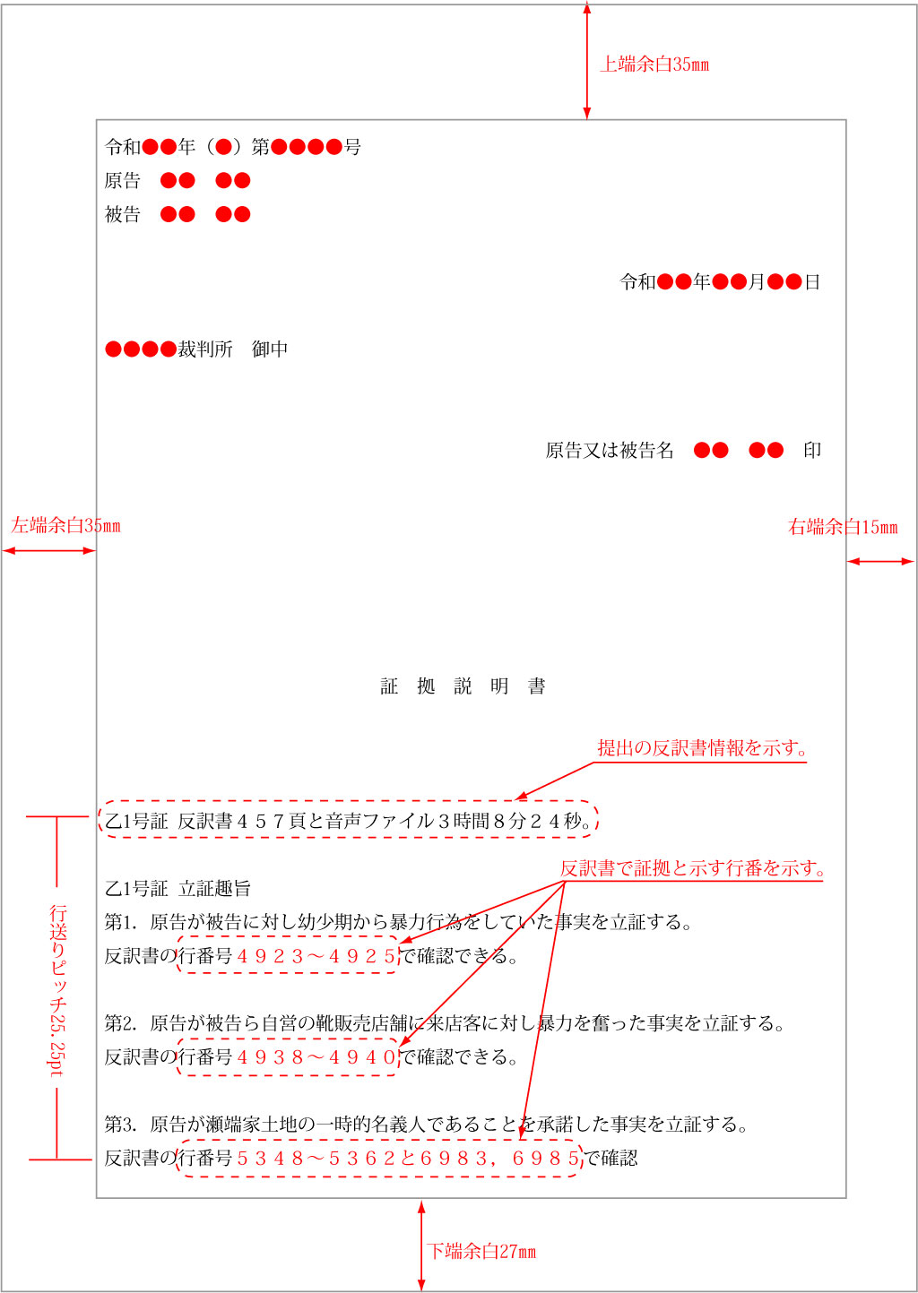 反訳関連証拠説明書